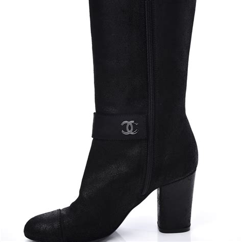 chanel thigh high suede boots|Chanel over the knee boots.